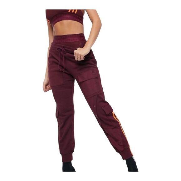 Adidas Ivy Park Cargo Sweatpants Joggers Beyonce Maroon Solar Orange Size Small - Picture 7 of 8